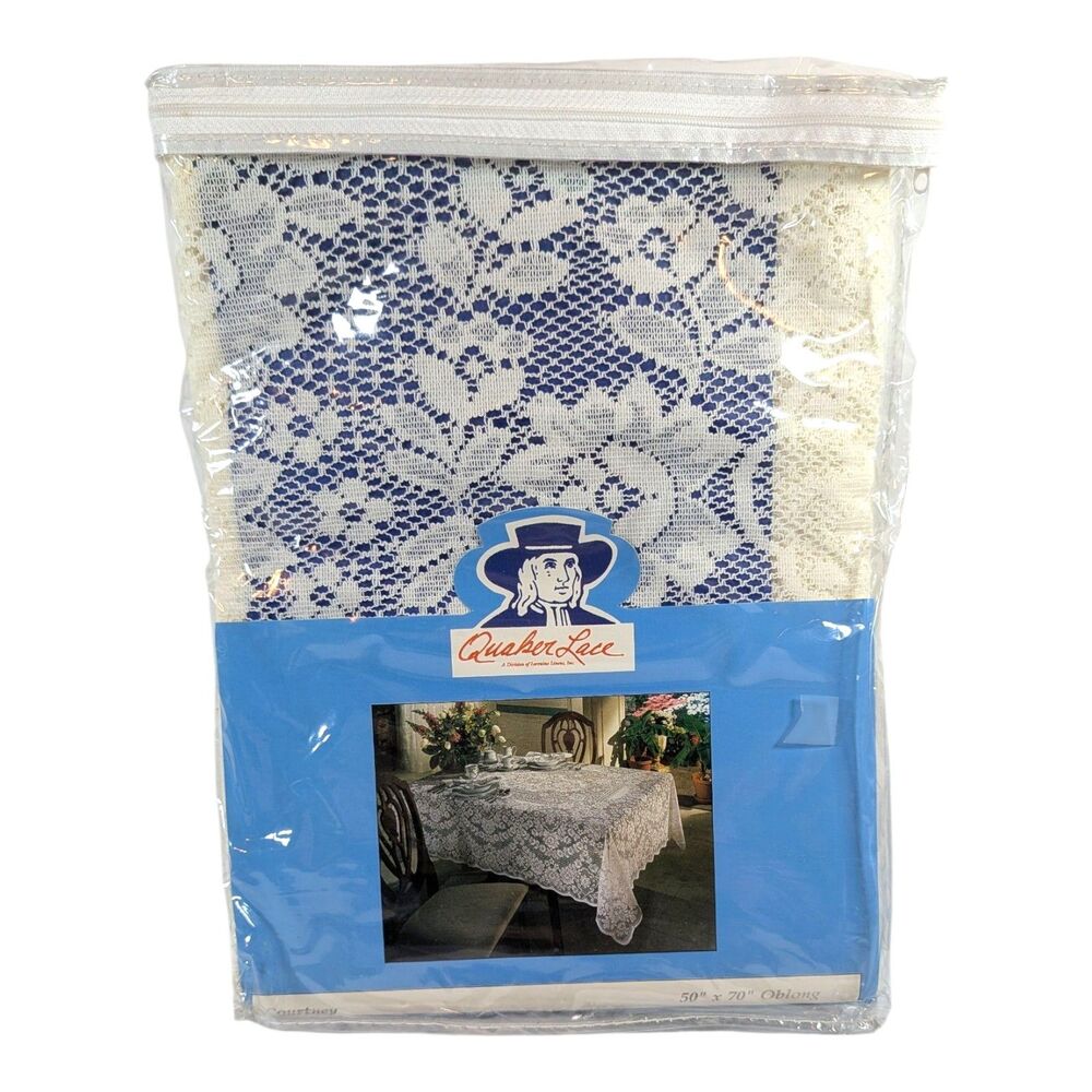 Quaker Lace Tablecloth 50" x 70" Oblong Courtney New Old Stock